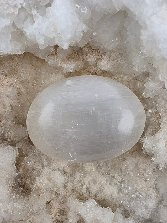 Selenite Palm Stone