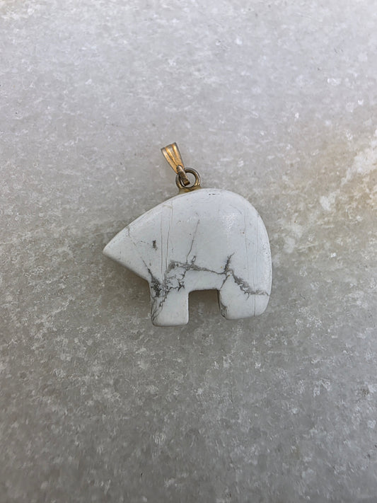 Howlite Elephant Pendant Necklace