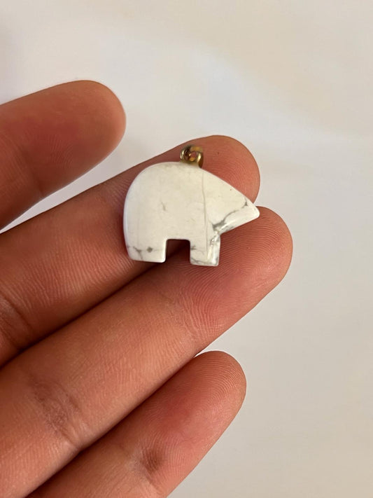 Howlite Elephant Pendant Necklace