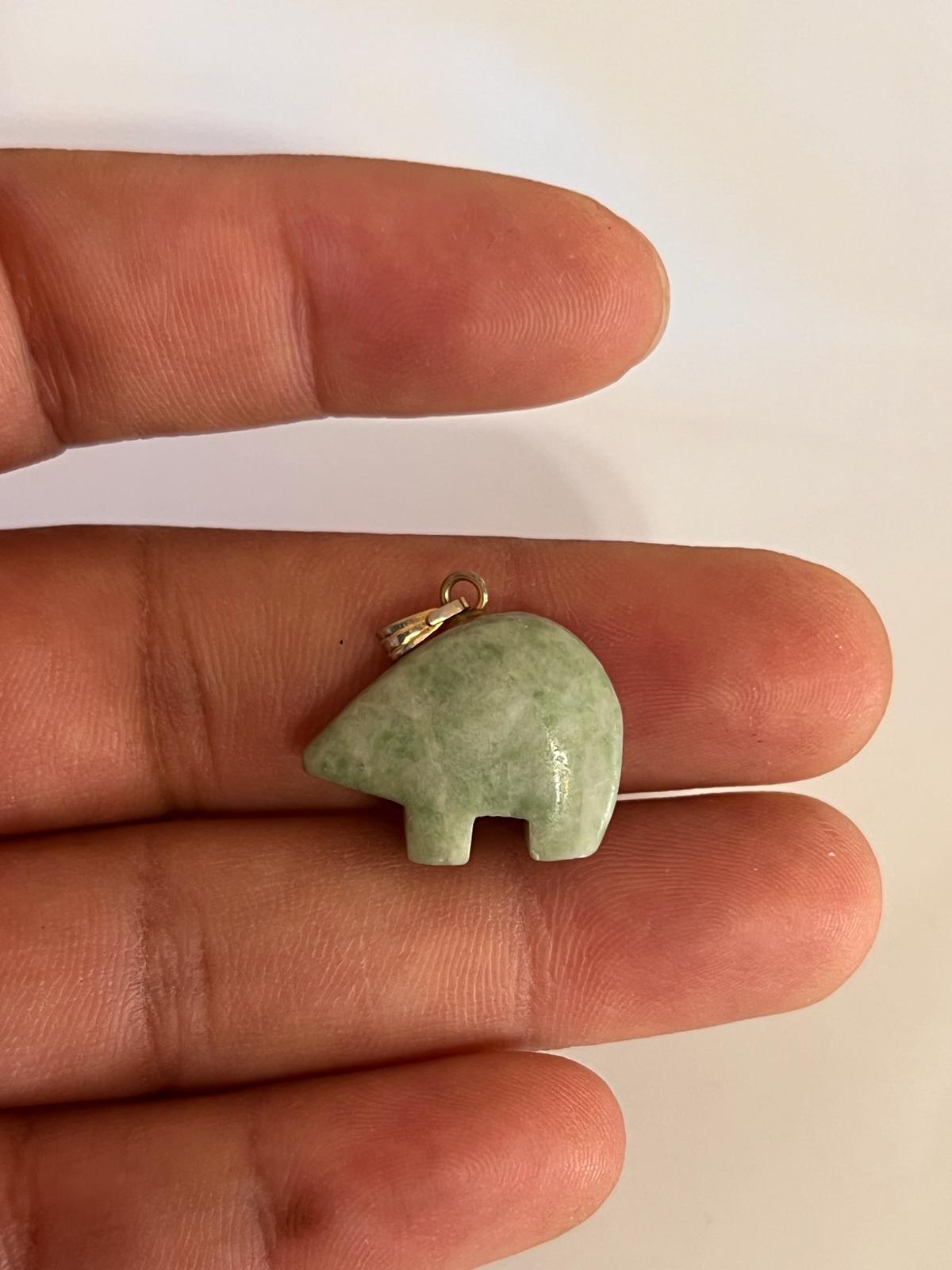 Green Aventurine Elephant Pendant Necklace