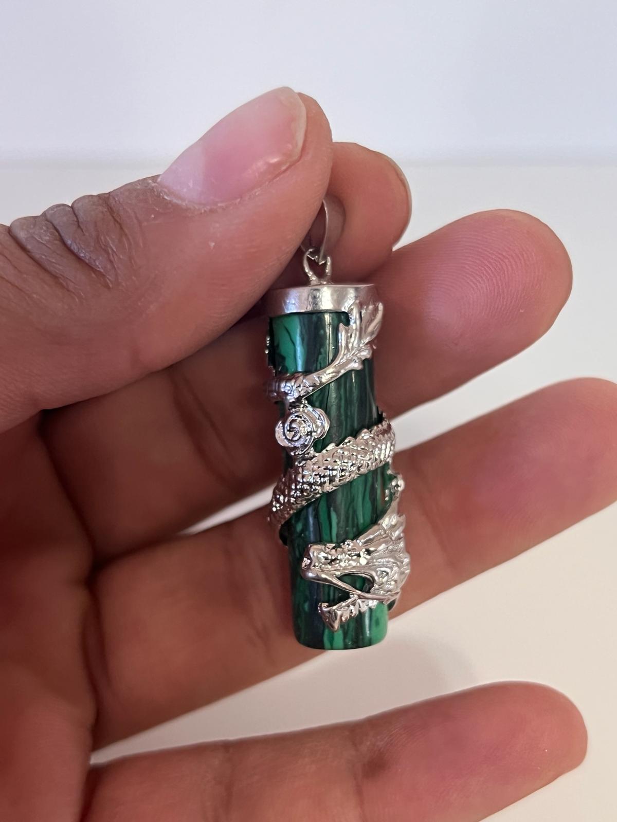 Malachite Dragon Pendant Necklace