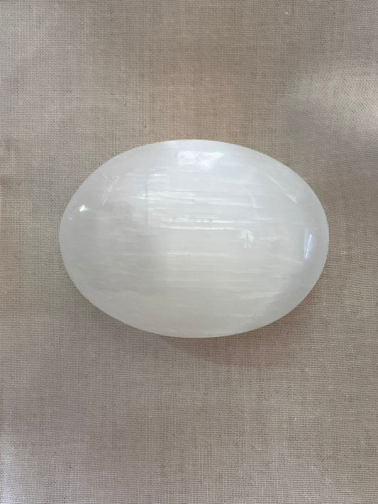 Selenite Palm Stone